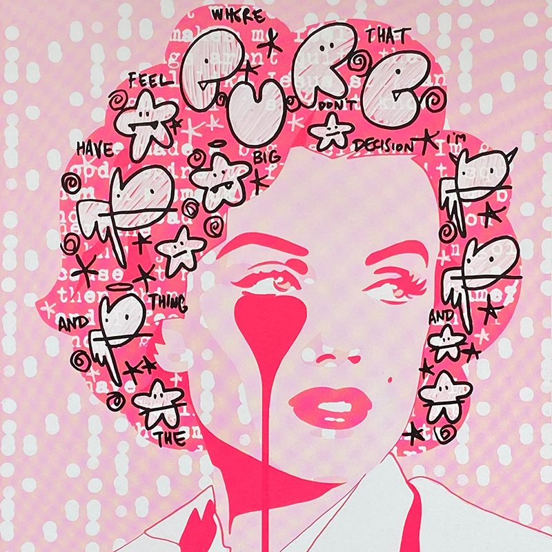 Pure Evil, pink Marilyn Monroe artwork.
