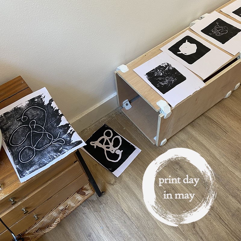 Examples of different forms of print making for print day in may